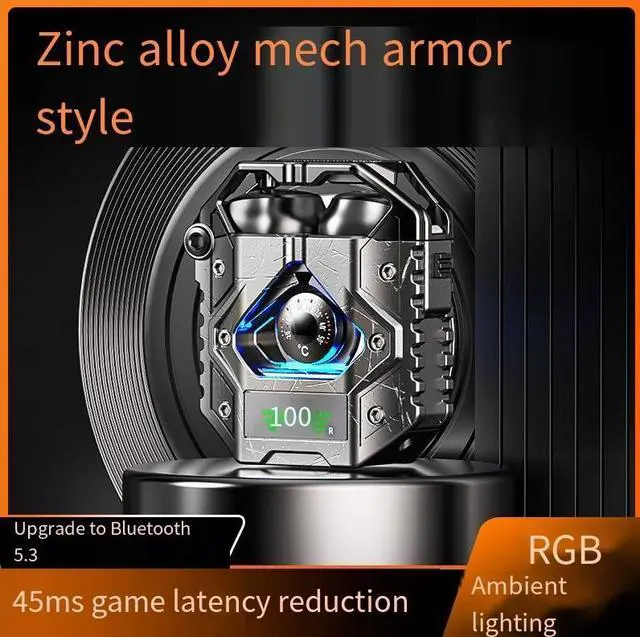 Alt view image 4 of 4 - The new H9 Bluetooth wireless headphones feature noise-cancelling, electronic display technology, machine feel, armor style, long battery life, and cross-border gaming and music experience