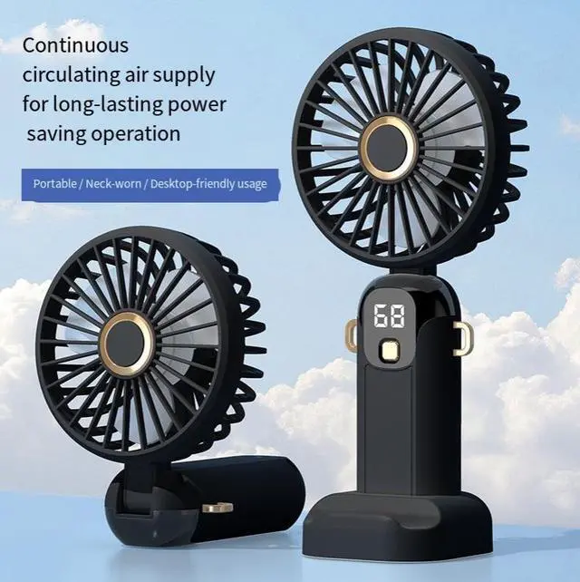 Alt view image 4 of 4 - 2025 New handheld folding mini fan, mini mini cooling air conditioner, office desktop electric fan, portable