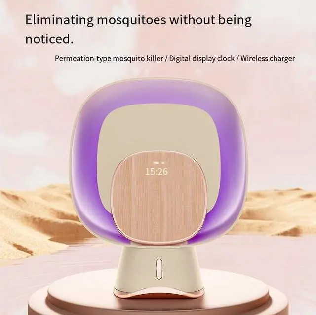 Alt view image 4 of 4 - New Radar multi-functional mosquito killer lamp, wireless charger, mosquito killer lamp, purple light mosquito attraction, digital display clock, mobile phone stand