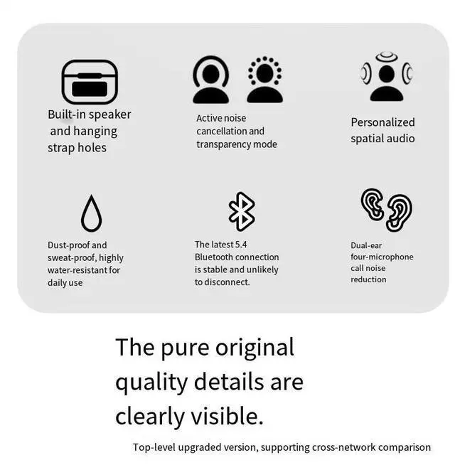 Alt view image 2 of 4 - Huaqiangbei screed Bluetooth headphones with ANC active noise cancellation, 21 languages, Bluetooth 5.4 touch screen, ultra-long battery life, cross-border