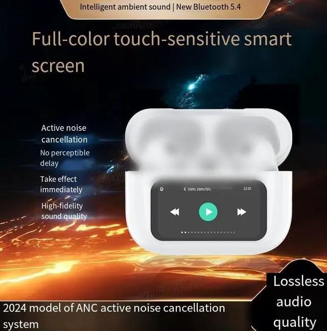 Alt view image 4 of 4 - Huaqiangbei screed Bluetooth headphones with ANC active noise cancellation, 21 languages, Bluetooth 5.4 touch screen, ultra-long battery life, cross-border