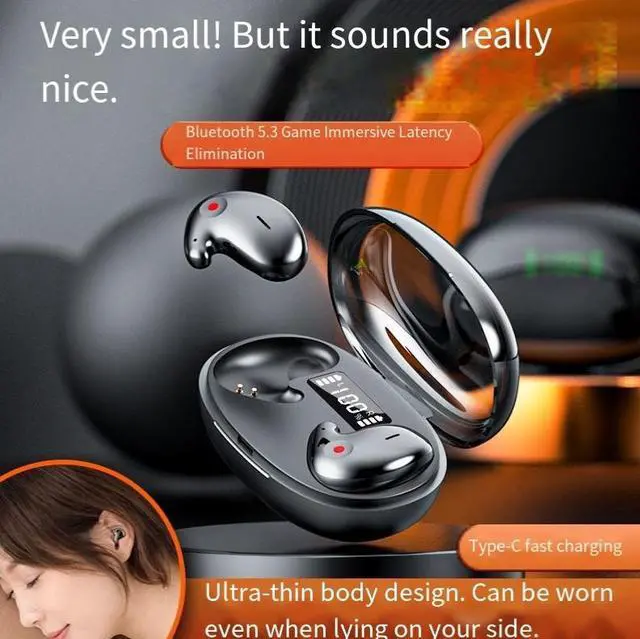Alt view image 3 of 4 - Bluetooth headphones S23, private model, non-in-ear, thin, invisible, high-quality sleep headphones, Bluetooth 5.3, digital battery display