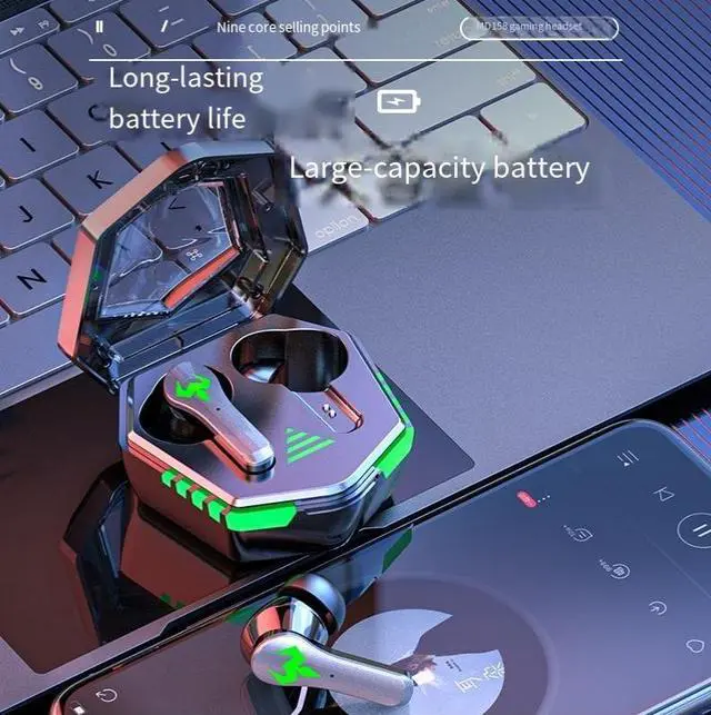Alt view image 2 of 4 - The n35 Chinese and English Game Bluetooth Headset features a dual-mode true wireless design. It can switch between music and games and has an extremely long battery life