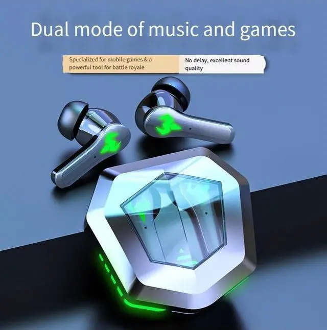 Alt view image 3 of 4 - The n35 Chinese and English Game Bluetooth Headset features a dual-mode true wireless design. It can switch between music and games and has an extremely long battery life