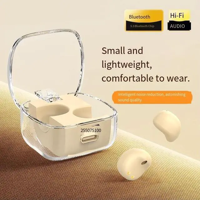 Alt view image 3 of 4 - The new private model sleep Bluetooth headphones, mini gemstone, are invisible, compact and seamless to wear, with high-quality sound and intelligent noise cancellation