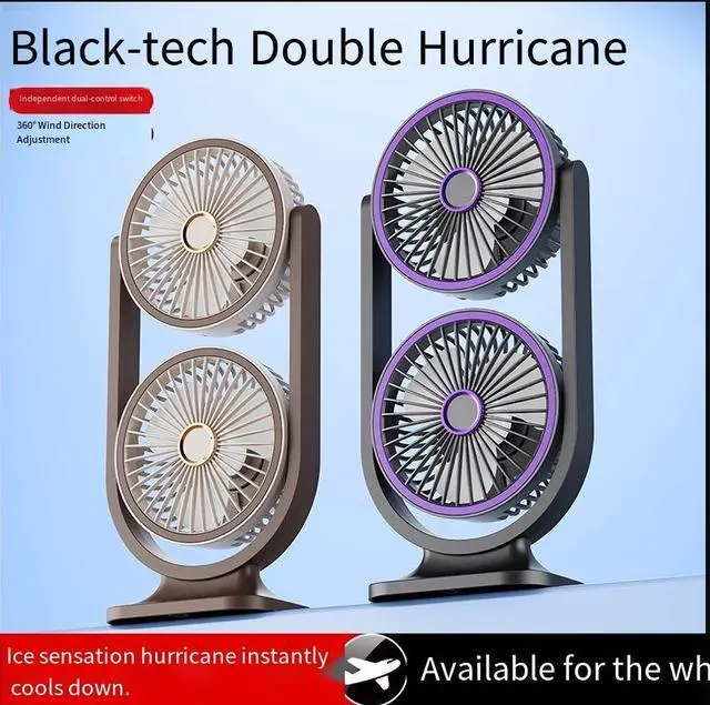 Alt view image 2 of 4 - New dual-head fan, home desktop lighting fan, dormitory USB dual-head circulation fan with strong wind force