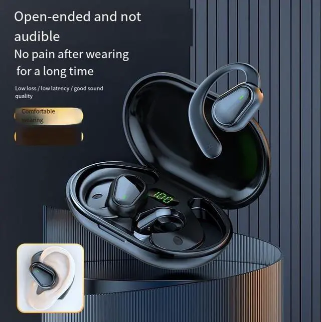 Alt view image 2 of 4 - The new cross-border OWS Bluetooth headphones D88 feature a private mold that doesn't fit into the ear, digital display, long battery life, no pain when worn for a long time, sports music