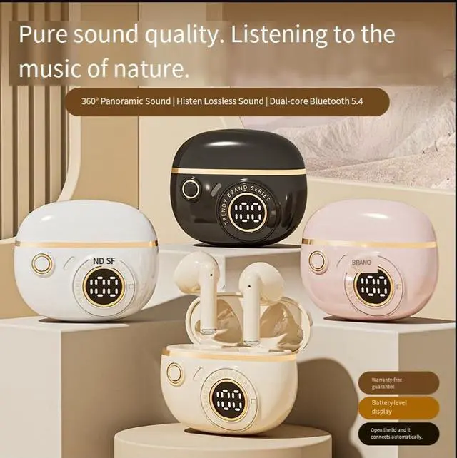 Alt view image 2 of 4 - The new true wireless Bluetooth headphones feature noise-cancelling, semi-in-ear gaming, sports, music, high appearance level, retro style and long battery life