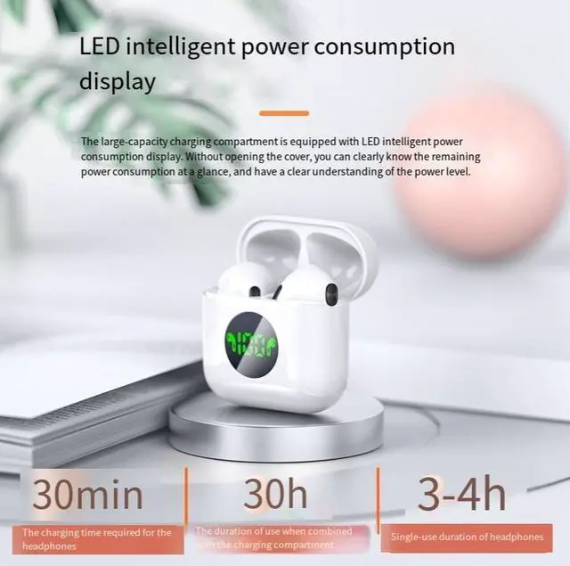 Alt view image 4 of 4 - The por4 screen-displayed headphones are true wireless, semi-in-ear, sports, invisible noise cancellation, long battery life, high sound quality, and genuine original products