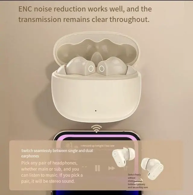 Alt view image 2 of 4 - New Q1 Bluetooth headphones with wireless ultra-clear sound quality, in-ear sporty and cute noise-cancelling mini phone trial games