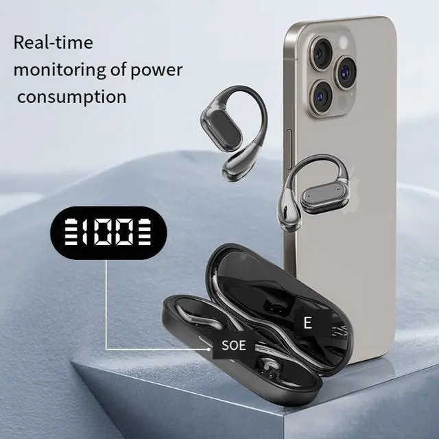 Alt view image 4 of 5 - The 2024 new model of Douyin's best-selling Bluetooth headphones, Q13, features an open, non-in-ear, air-conducting wireless sports and running device