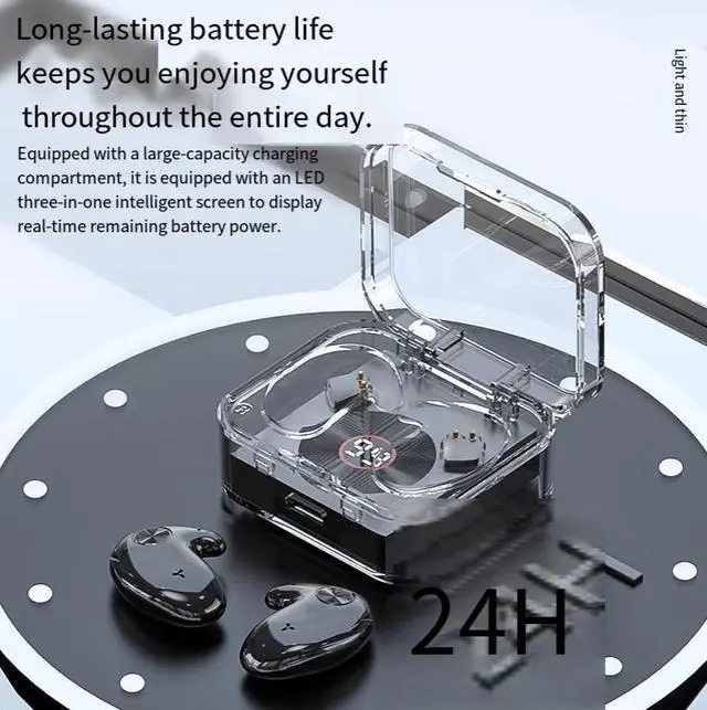 Alt view image 2 of 4 - The new wireless sleep Bluetooth headphones s320 feature a transparent case, ultra-thin invisible side-lying mini long-lasting fpc antenna