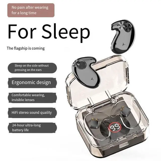 Alt view image 4 of 4 - The new wireless sleep Bluetooth headphones s320 feature a transparent case, ultra-thin invisible side-lying mini long-lasting fpc antenna
