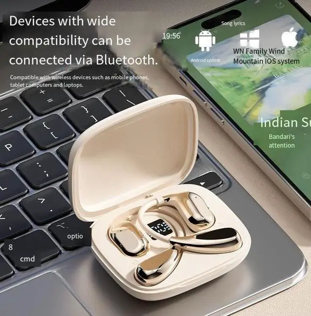 Alt view image 2 of 5 - The 2024 new model of Douyin's best-selling Bluetooth headphones with open and non-in-ear air conduction wireless sports and running features