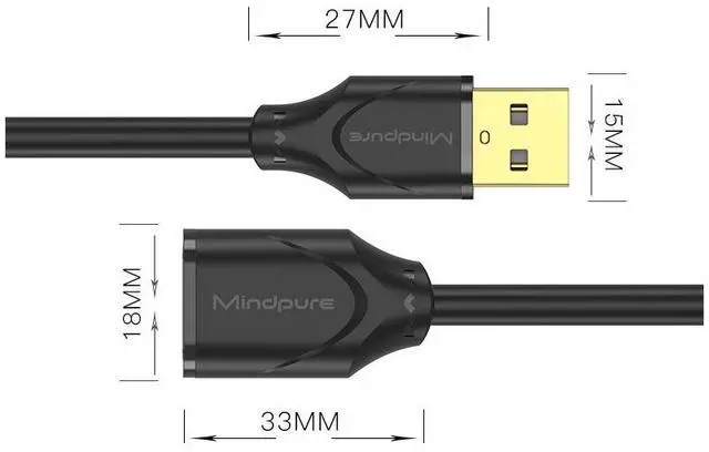 Alt view image 4 of 4 - Luxun usb extension cable male to female gold-plated engineering computer connection monitoring mouse USB 2.0 data extension cable 1.0 meter