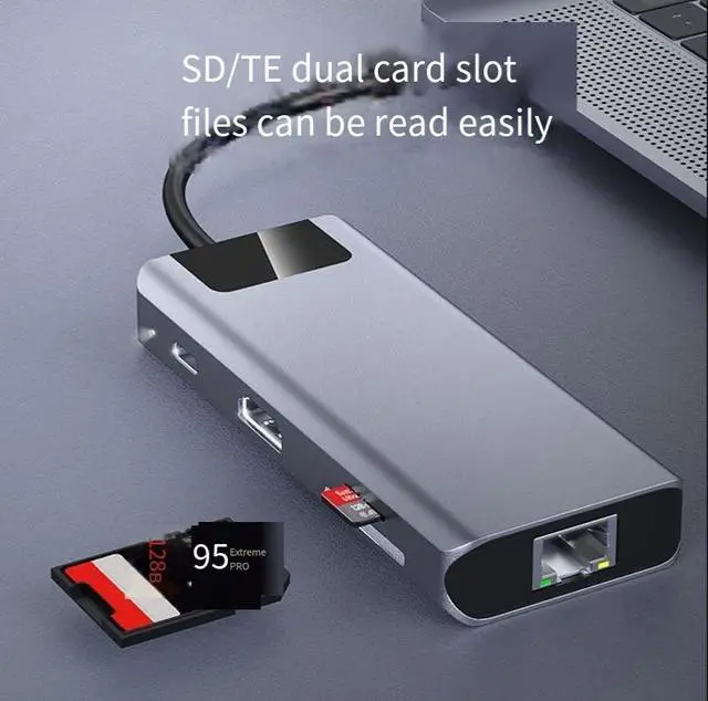 Alt view image 2 of 4 - Type-C data +SD+TF eight-in-one cross-border private model type-c docking station Multi-functional interface docking station USB Hub suitable for macbook and ipad