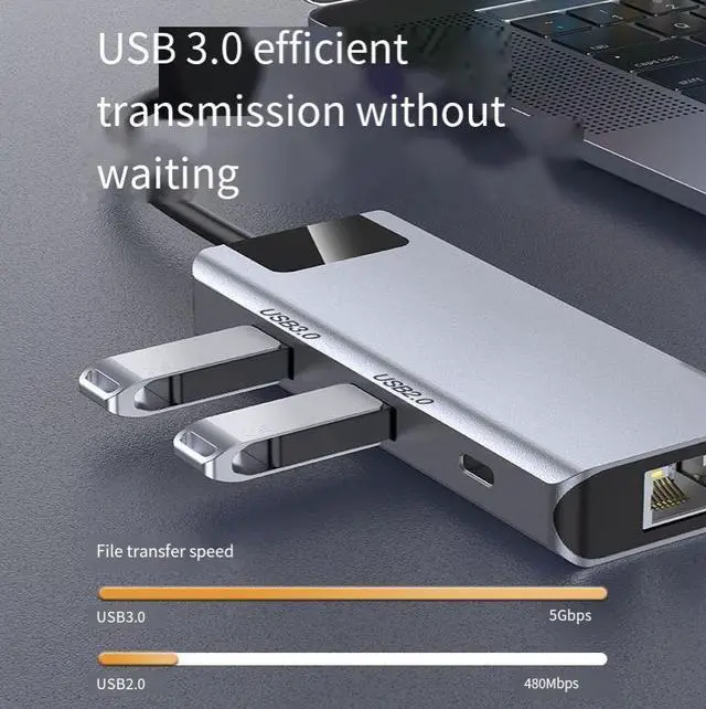 Alt view image 4 of 4 - Type-C data +SD+TF eight-in-one cross-border private model type-c docking station Multi-functional interface docking station USB Hub suitable for macbook and ipad