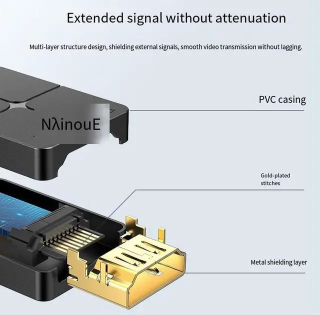 Alt view image 3 of 4 - Luxun mother-to-female extender signal connection adapter 4K High definition 2.0 converter elbow hdmi through head