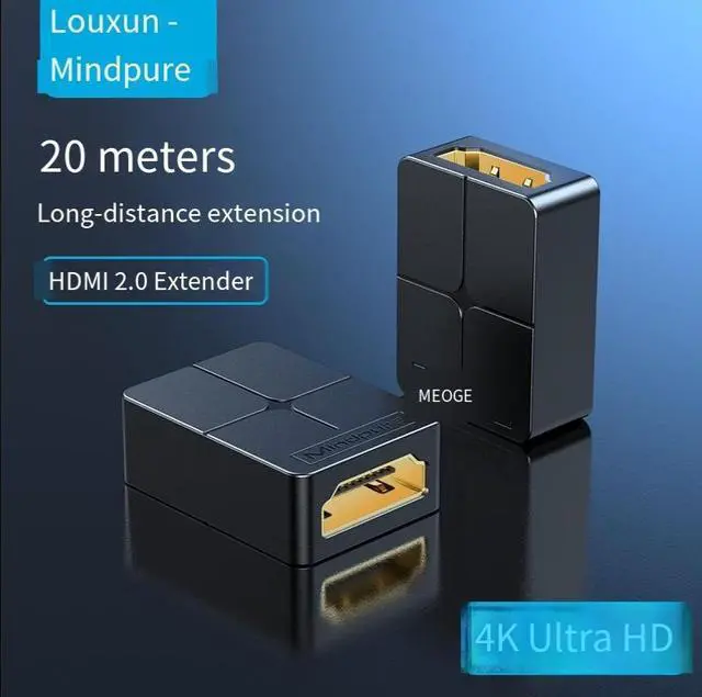 Alt view image 4 of 4 - Luxun mother-to-female extender signal connection adapter 4K High definition 2.0 converter elbow hdmi through head
