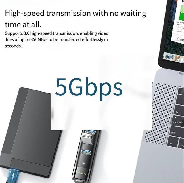 Alt view image 2 of 4 - Cross-border usb3.0 high-speed hub HUB 1 to 4 4-port laptop type-c docking station splitter 1.5 meters