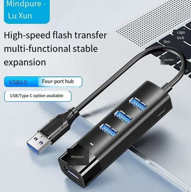 Alt view image 3 of 4 - Cross-border usb3.0 high-speed hub HUB 1 to 4 4-port laptop type-c docking station splitter 1.5 meters