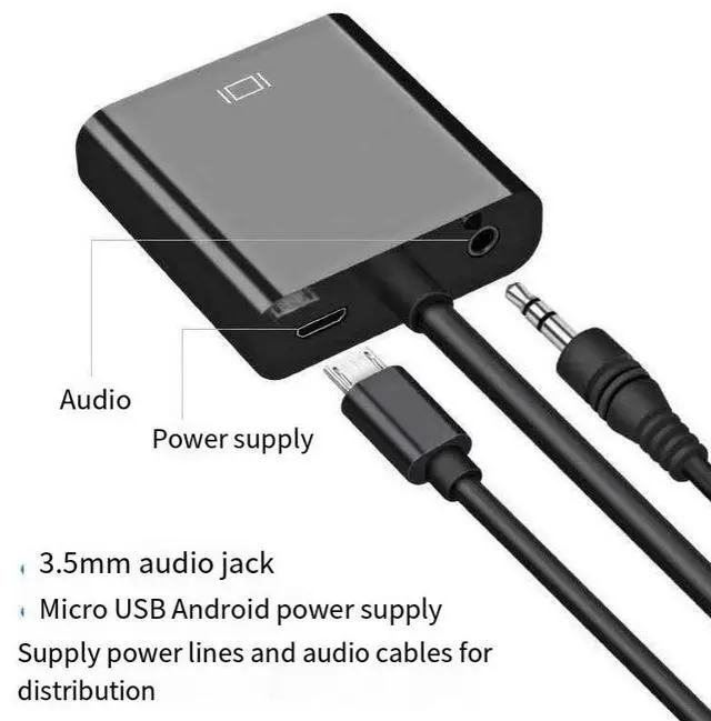 Alt view image 4 of 4 - mini hdmi to vga adapter video converter with audio power supply mini hdmi to vga cable