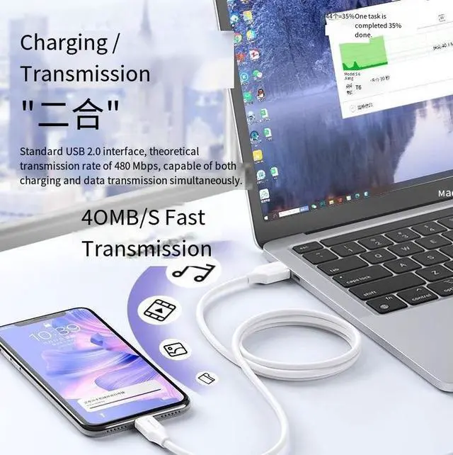 Alt view image 4 of 4 - Luxun USB Fast Charging data Cable 3A is suitable for Android phones, V8, Xiaomi, Redmi and OPPO extended Micro charging cable 2 meters