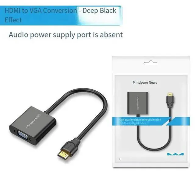 Alt view image 2 of 4 - Factory-customized hdmi to vga adapter, high-definition 1080p computer with audio, hdmi to vga converter
