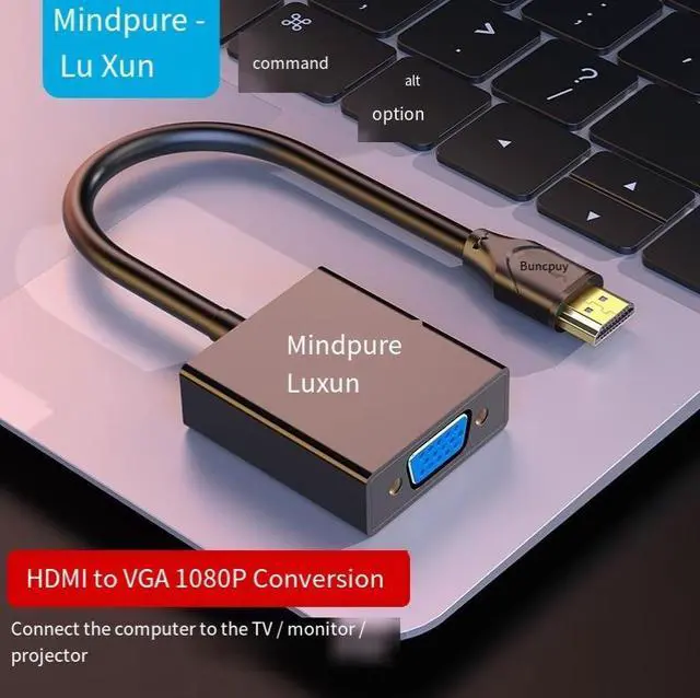 Alt view image 4 of 4 - Factory-customized hdmi to vga adapter, high-definition 1080p computer with audio, hdmi to vga converter