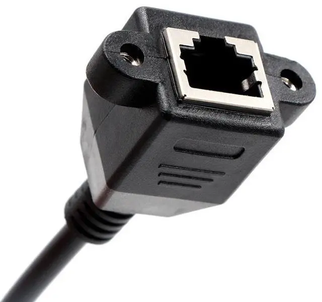 Alt view image 2 of 4 - Up, down, left and right bent RJ45 elbow extension cable with ears, screw holes, 90 degrees, Category 5 100M network extension cable