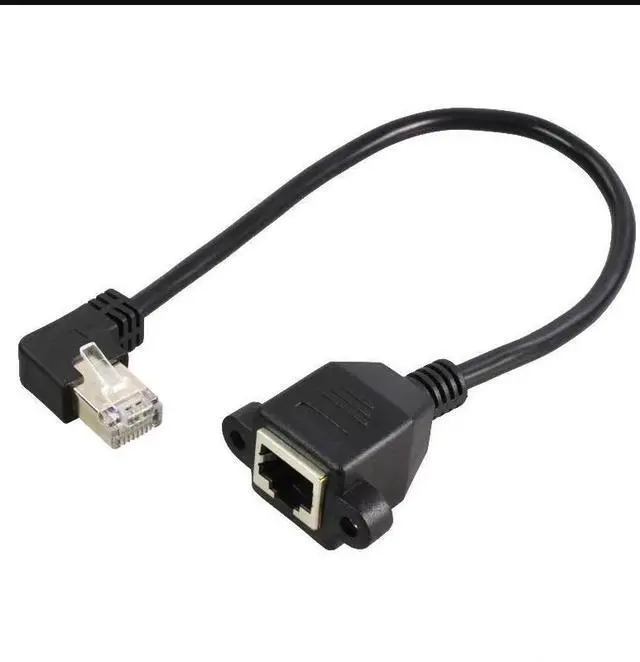 Alt view image 3 of 4 - Up, down, left and right bent RJ45 elbow extension cable with ears, screw holes, 90 degrees, Category 5 100M network extension cable