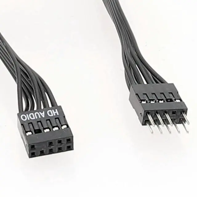 Alt view image 3 of 4 - The front AUDIO extension cable of the computer motherboard, male-to-female connection, black ribbon cable, HD Audio 9-pin connection cable
