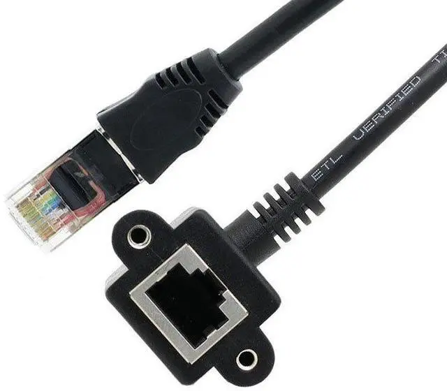 Alt view image 2 of 4 - 90-degree elbow network cable extension cord with ears, rj45 male to female elbow extension cord with ears
