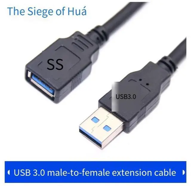Alt view image 4 of 4 - Black USB3.0 extension cable male-to-female USB3.0 male-to-female extension cable AM-AF USB flash drive mouse extension