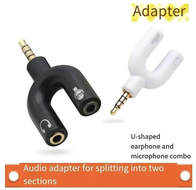 Alt view image 3 of 4 - Cross-border U-shaped 3.5mm adapter for headphones, microphones, and microphones for couples, one minute and two phones, live streaming assistance audio adapter