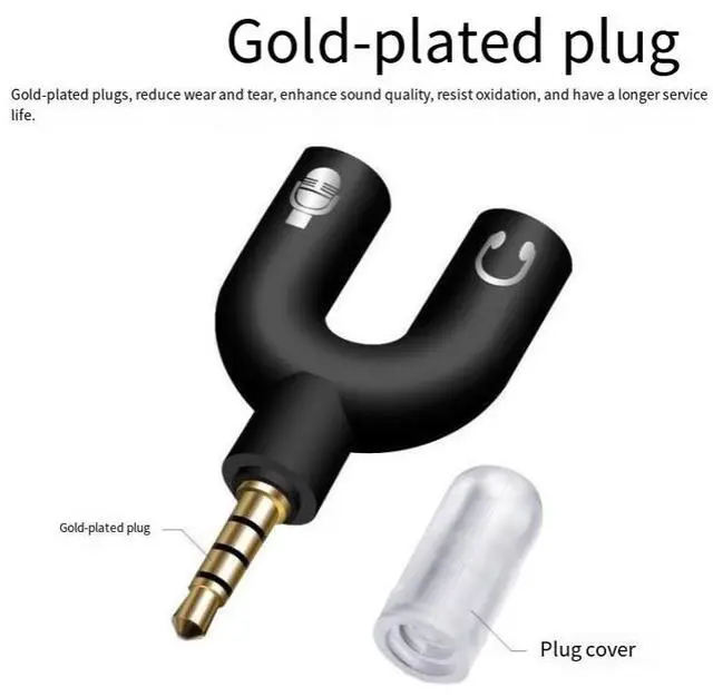 Alt view image 4 of 4 - Cross-border U-shaped 3.5mm adapter for headphones, microphones, and microphones for couples, one minute and two phones, live streaming assistance audio adapter