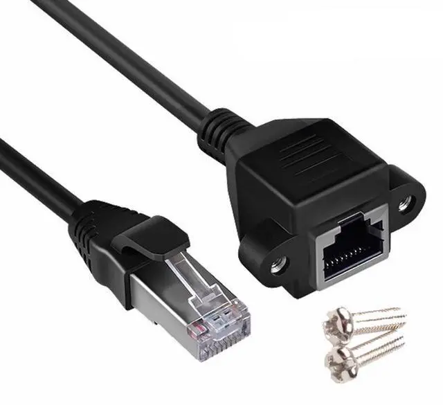 Alt view image 2 of 4 - cat6e network extension cable, Super Category 5 and 6 rj45 male and female tape ear screw hole wire, can fix cat5e network cable