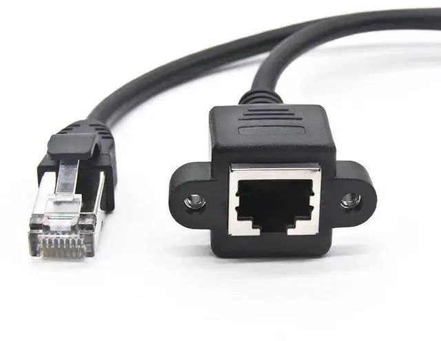 Main image of The network cable extension cable with ear screw holes can fix the rj45 male to female extension cable and the cate5 network port panel cable