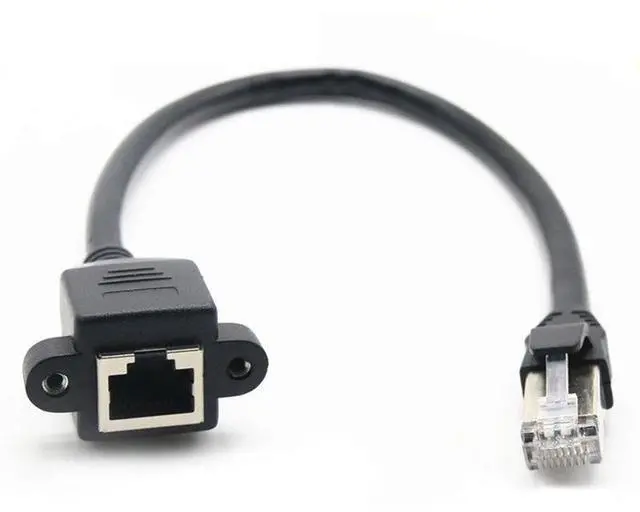 Alt view image 3 of 4 - The network cable extension cable with ear screw holes can fix the rj45 male to female extension cable and the cate5 network port panel cable