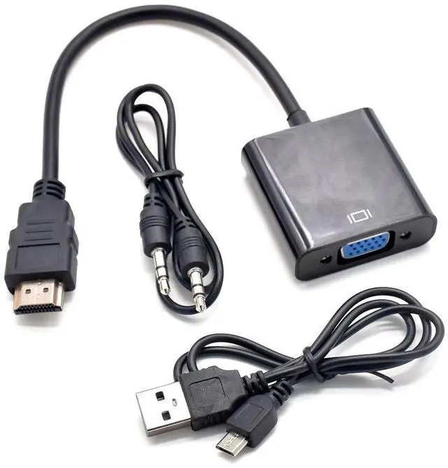 Alt view image 2 of 4 - HDMI to VGA female high-definition converter adapter adapter cable with power supply support HDPC audio and video adapter cable