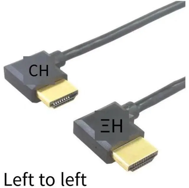 Main image of hdmi elbow cable, hdmi left bend to right bend elbow cable, double bend hdmi cable, 90-degree elbow high-definition cable supported