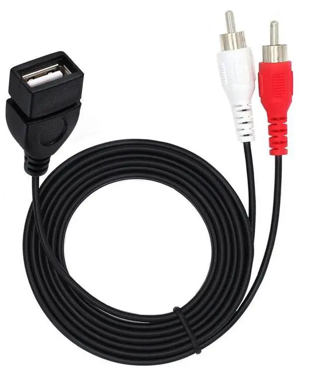 Alt view image 2 of 4 - USB female to 2RCA male cable, USB 2.0 to 2RCA USB female to 2RCA AV audio and video cable