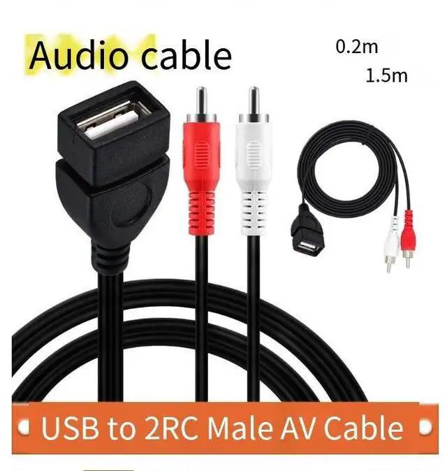 Alt view image 4 of 4 - USB female to 2RCA male cable, USB 2.0 to 2RCA USB female to 2RCA AV audio and video cable