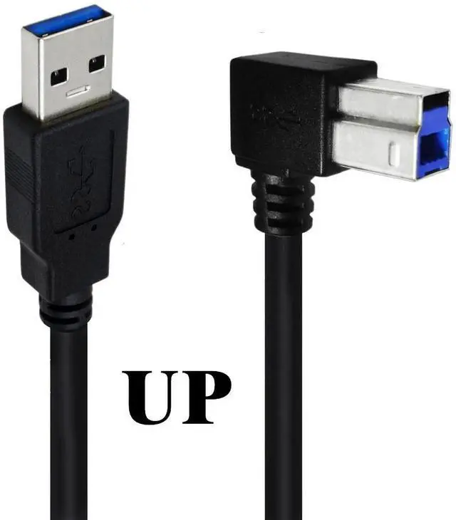 Alt view image 3 of 4 - USB3.0 A to B male left elbow print line USB3.0 AM-BM up, down, left and right elbow print lines