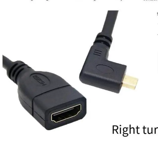 Alt view image 4 of 4 - 90-degree elbow micro hdmi to hdmi female high-definition adapter cable for tablet computer micro hdmi to HDMI cable