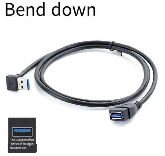 Alt view image 4 of 4 - usb3.0 male to female elbow 90° extended data cable, extended computer connection, usb flash drive, mouse, USB charging interface