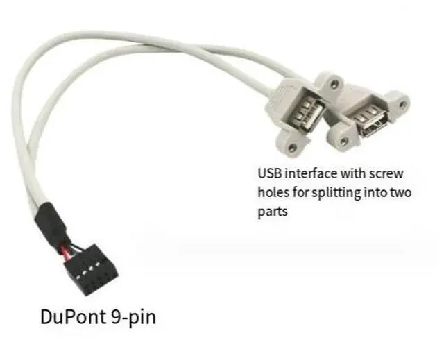 Alt view image 2 of 4 - Bejise motherboard 9-hole to dual usb cable motherboard DuPont 9-pin to usb 2.0 female USB baffle cable with screws