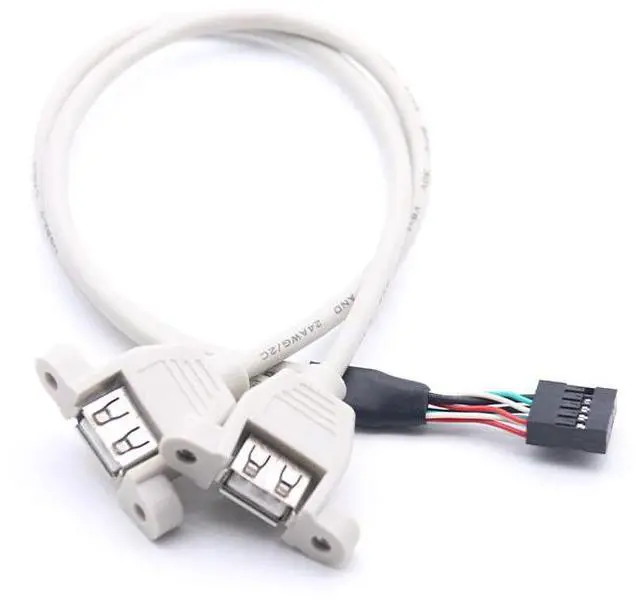 Alt view image 3 of 4 - Bejise motherboard 9-hole to dual usb cable motherboard DuPont 9-pin to usb 2.0 female USB baffle cable with screws