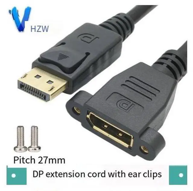 Alt view image 4 of 4 - DP male-to-female extension cable with ears that can fix the computer monitor display port. Male-to-female high-definition cable