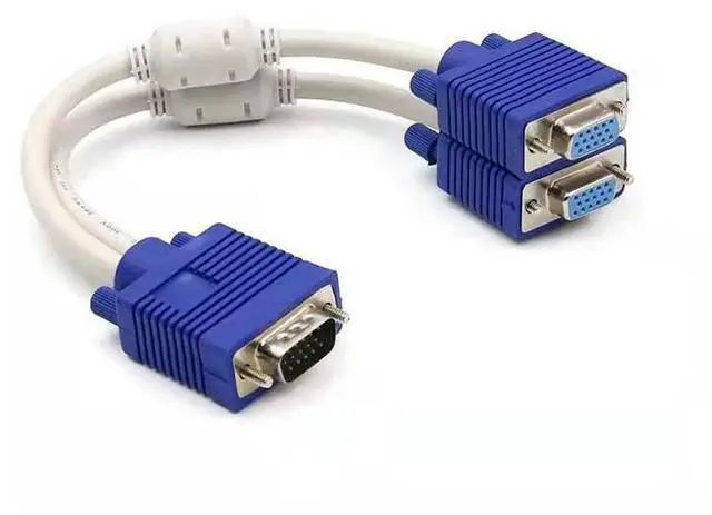 Alt view image 2 of 4 - vga 1 split 2 computer connection cable, vga high-definition crossover cable, VGA3 1 input and 2 output 1 split 2 monitor video cable